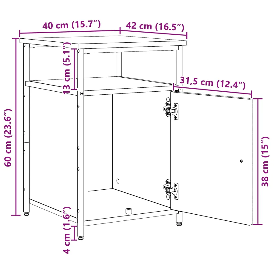 Cabinet de chevet 2 pc chêne artisanal Bois d'ingénierie - 14