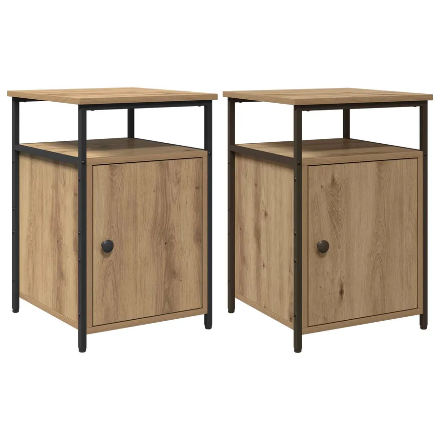 Cabinet de chevet 2 pc chêne artisanal Bois d'ingénierie - 2