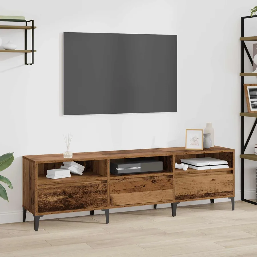 Meuble TV Bois Ancien 150 x 30 x 45 cm Bois d'ingénierie et fer