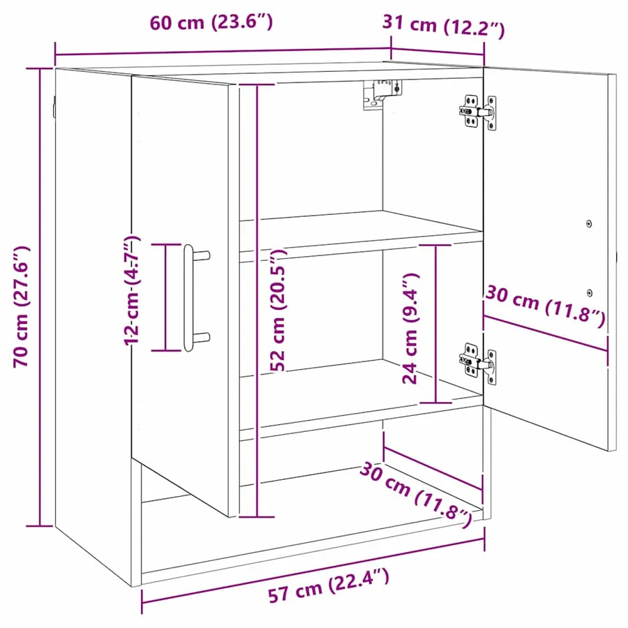 Armoire Murale 60 x 31 x 70 cm Bois d'ingénierie - 12