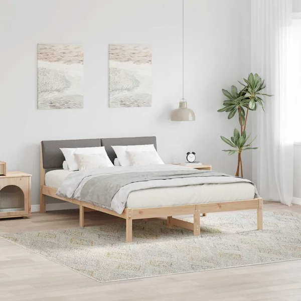 Cadre de lit Marron et taupe 140 x 200 cm Bois massif en pin