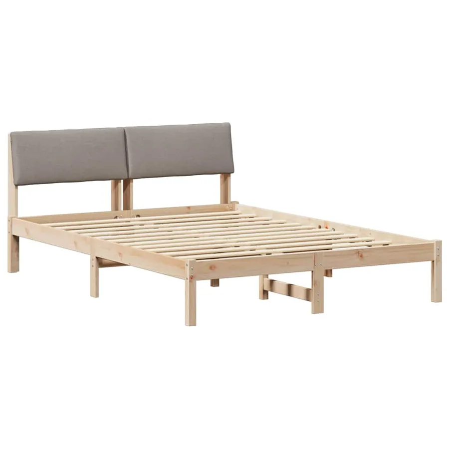 Cadre de lit Marron et taupe 140 x 200 cm Bois massif en pin - 2