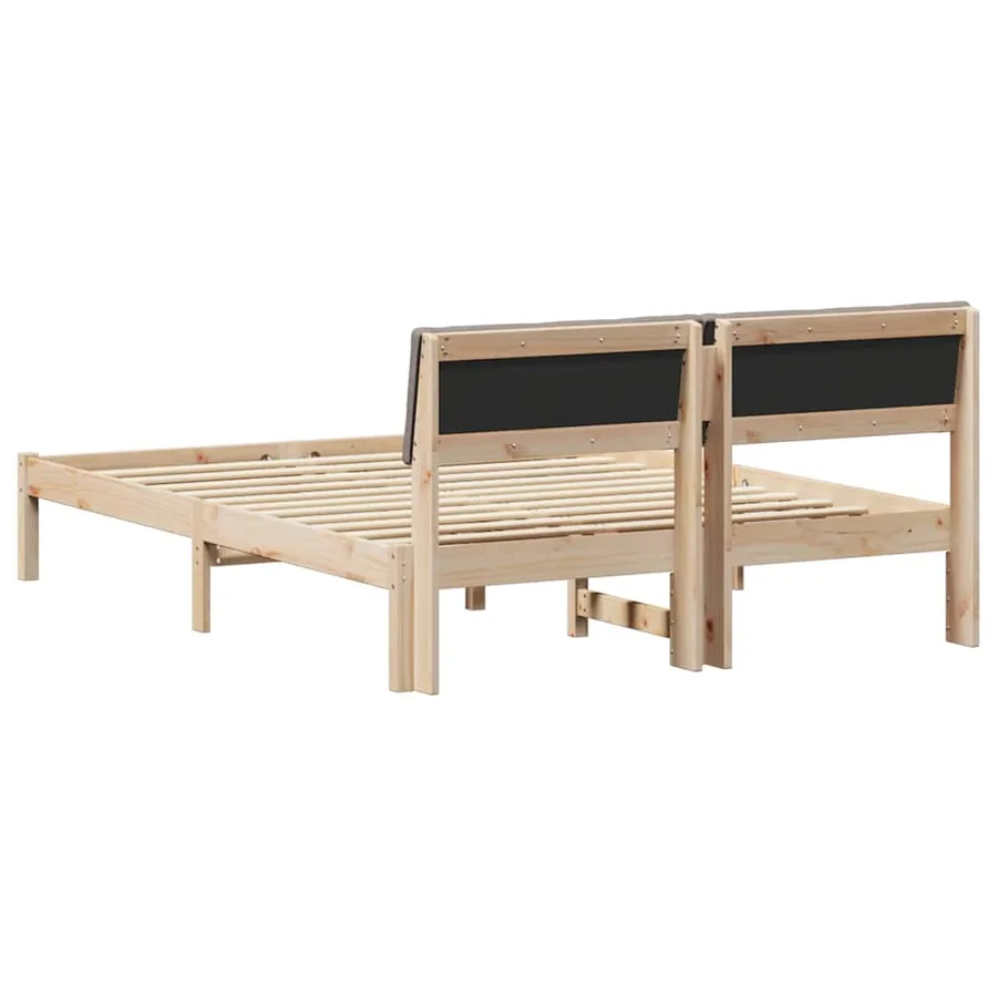 Cadre de lit Marron et taupe 140 x 200 cm Bois massif en pin - 7
