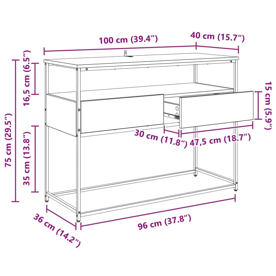 Table console Chêne artisanal 100 x 40 x 75 cm - 15
