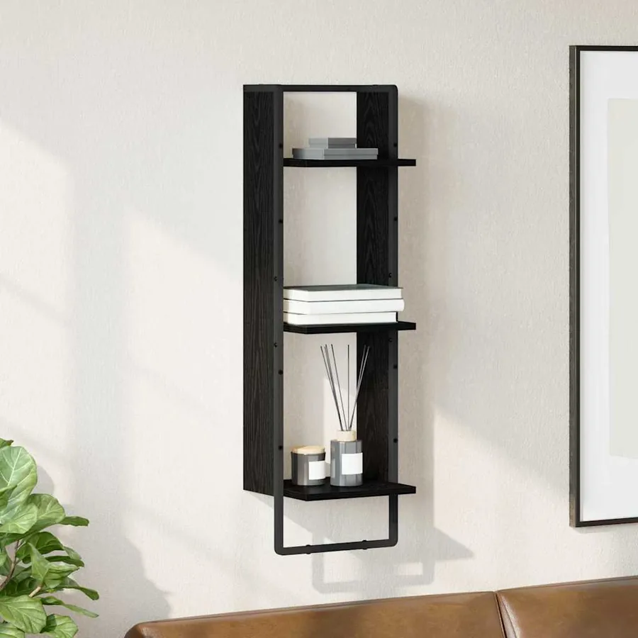 Étagère Murale Chêne noir 30 x 25 x 100 cm Bois d'ingénierie
