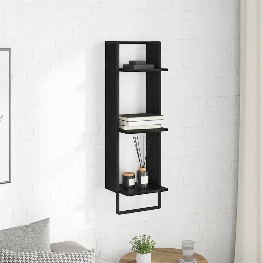 Étagère Murale Chêne noir 30 x 25 x 100 cm Bois d'ingénierie - 4