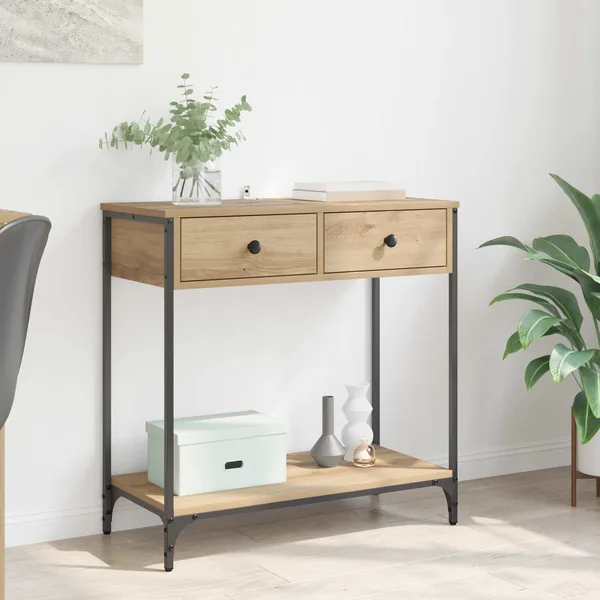Table console Chêne artisanal 75 x 34,5 x 75 cm