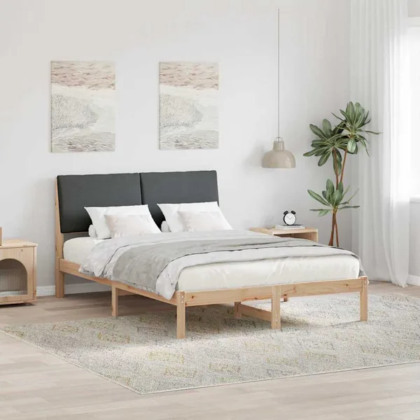 Cadre de lit avec tête de lit marron et gris foncé 160 x 200 cm