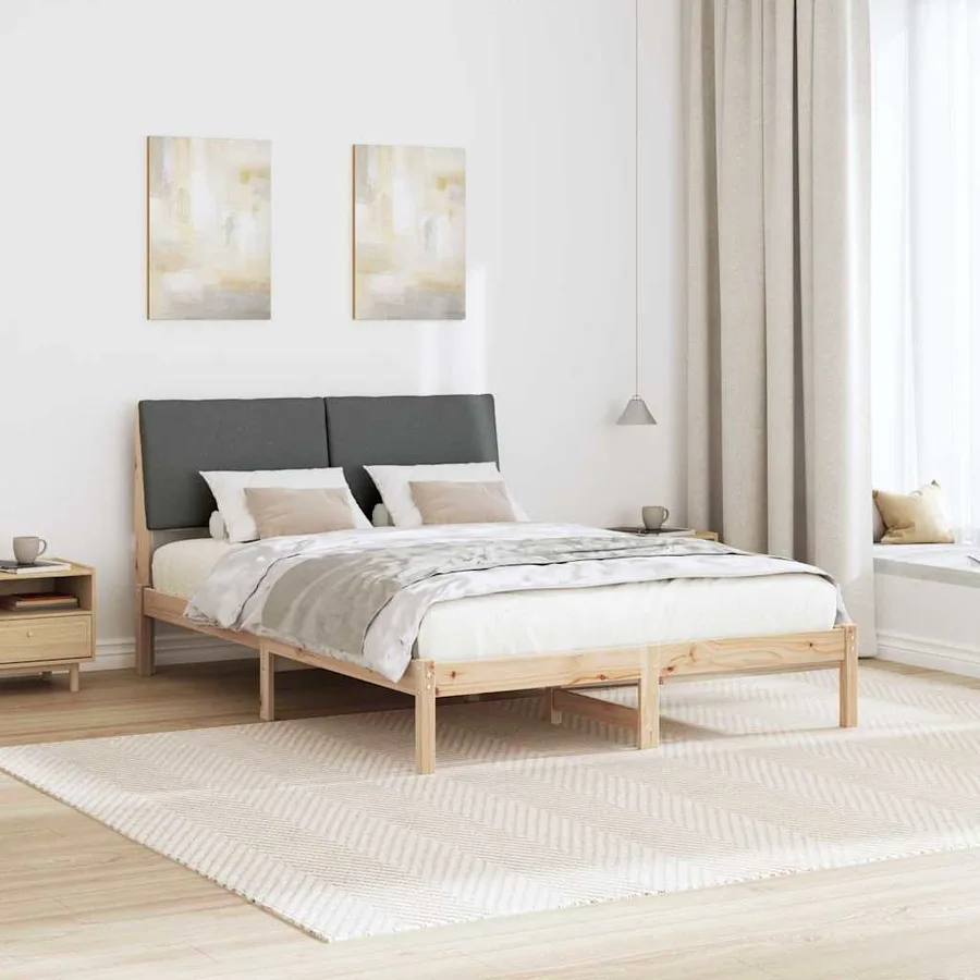 Cadre de lit avec tête de lit marron et gris foncé 160 x 200 cm - 4