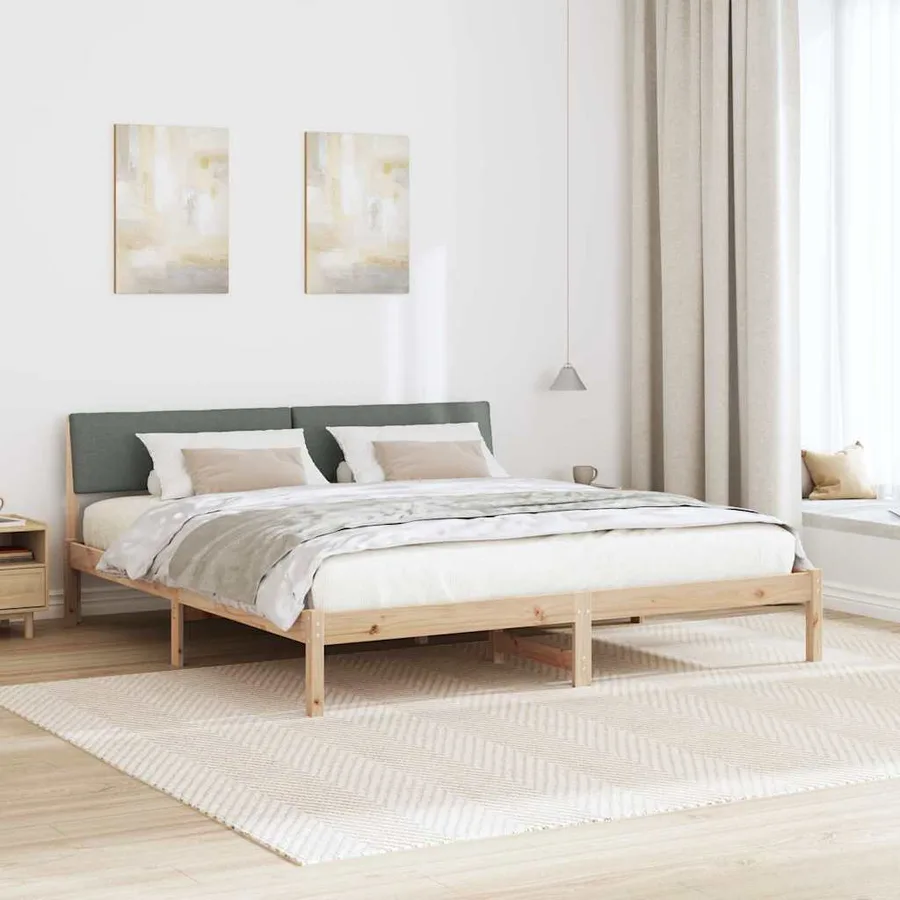 Cadre de lit avec tête de lit marron et gris foncé 180 x 200 cm - 4