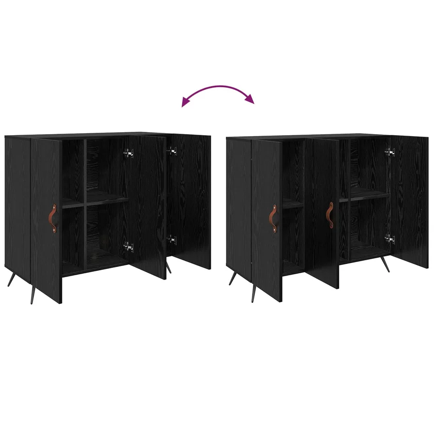Buffet Chêne noir 89,5 x 34 x 80 cm Bois d'ingénierie - 8