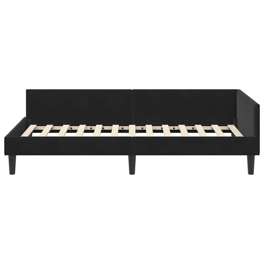 Cadre de lit d'angle Noir 90 cm x 190 cm Velours - 5