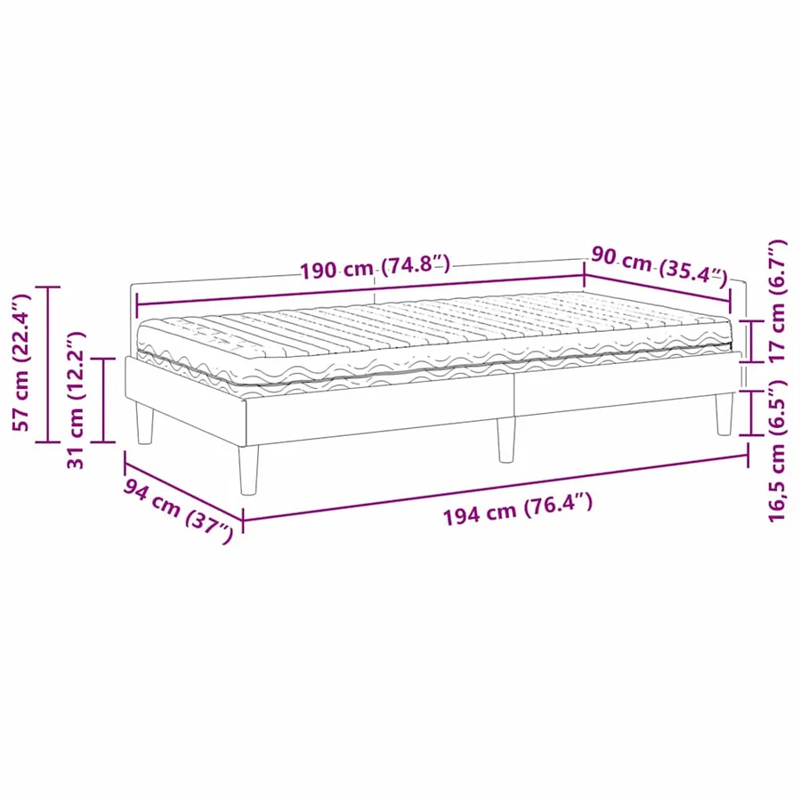Cadre de lit d'angle avec matelas 2 pcs Gris clair tissu - 14