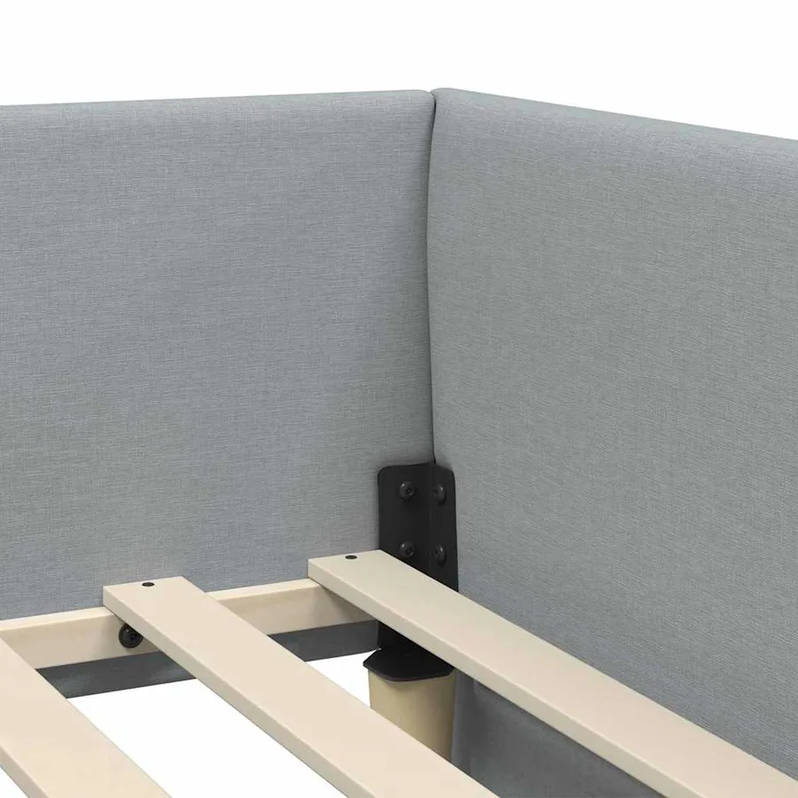 Cadre de lit d'angle avec matelas 2 pcs Gris clair tissu - 8