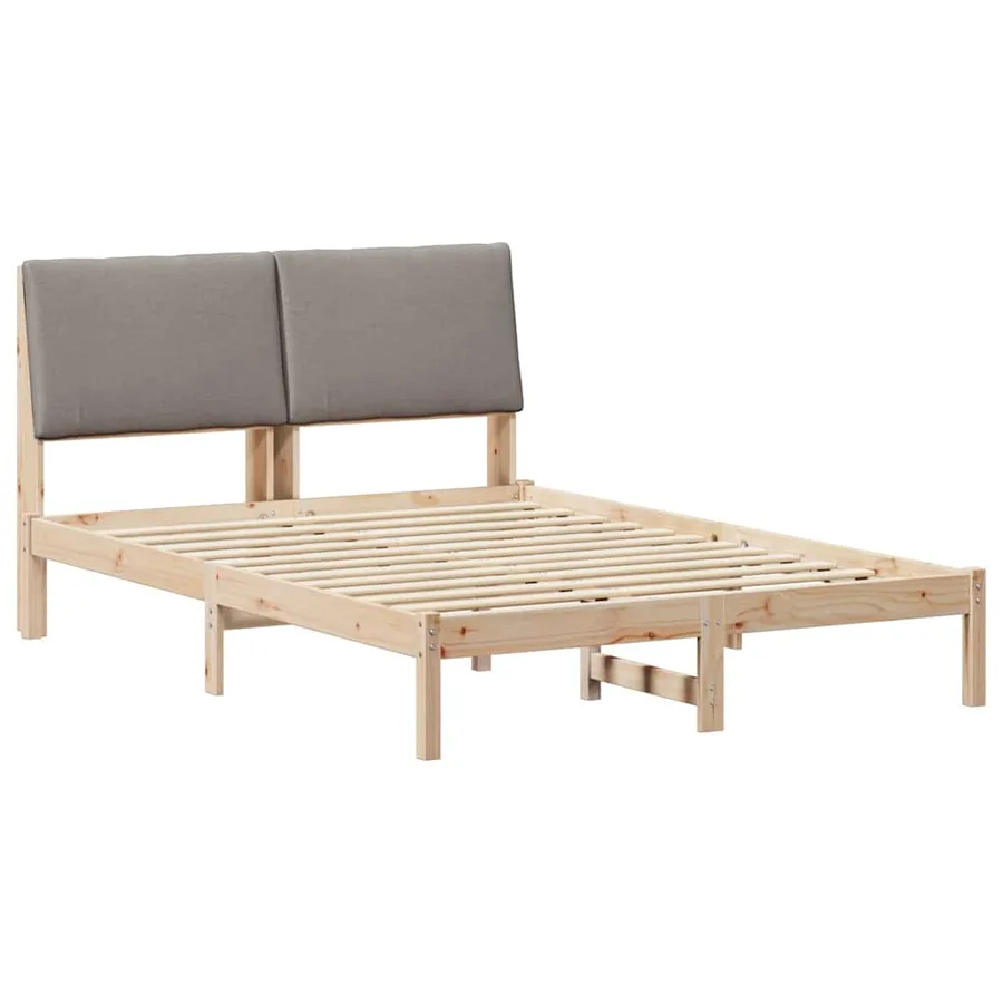 Cadre de lit Marron et taupe 150 x 200 cm Bois massif en pin - 2