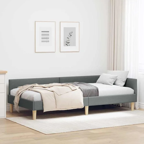 Cadre de lit d'angle Gris foncé 80 x 200 cm tissu