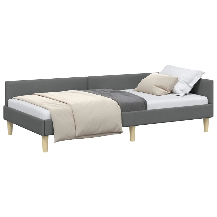 Cadre de lit d'angle Gris foncé 80 x 200 cm tissu - 2