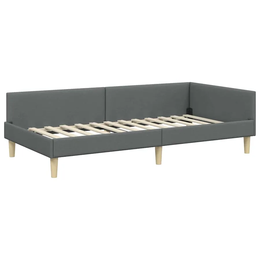 Cadre de lit d'angle Gris foncé 80 x 200 cm tissu - 4