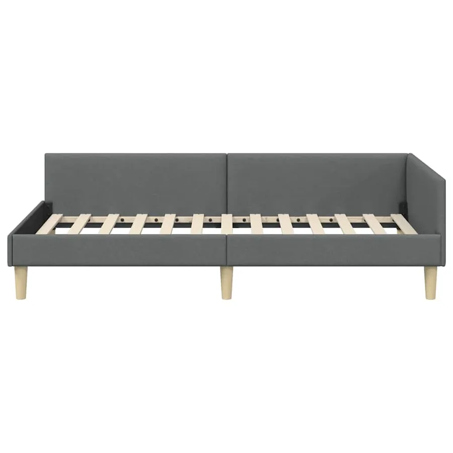 Cadre de lit d'angle Gris foncé 80 x 200 cm tissu - 5