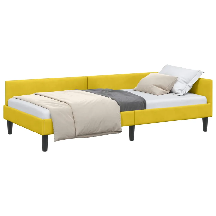 Cadre de lit d'angle Jaune 80 cm x 200 cm Velours - 2