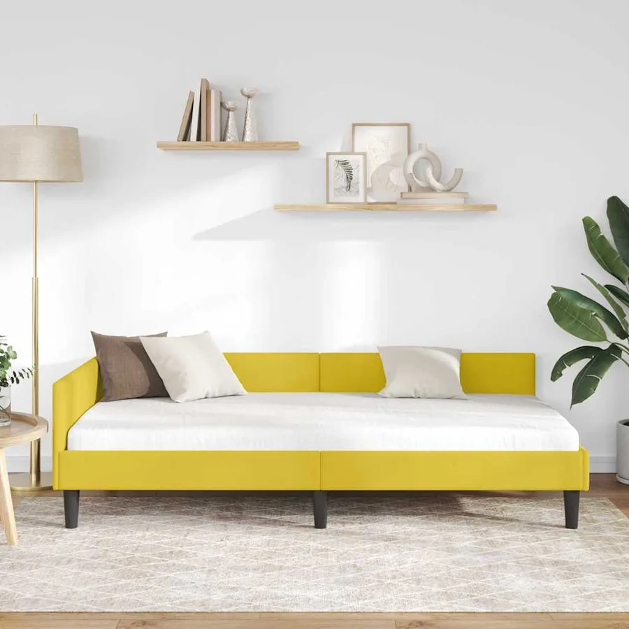 Cadre de lit d'angle Jaune 80 cm x 200 cm Velours - 3