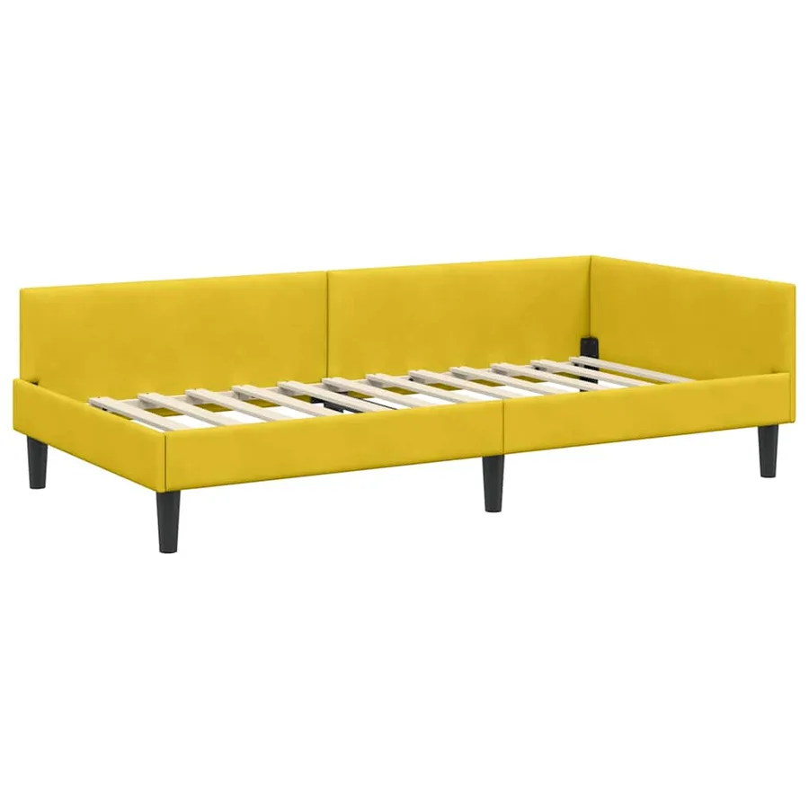 Cadre de lit d'angle Jaune 80 cm x 200 cm Velours - 4