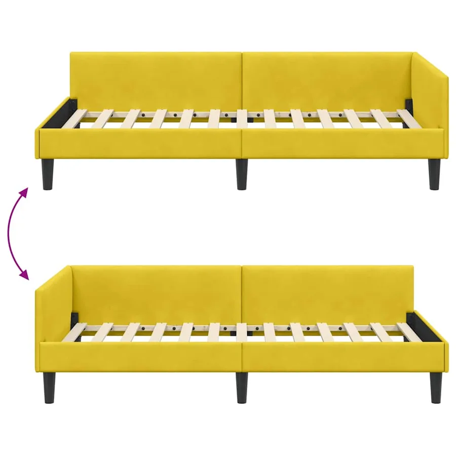 Cadre de lit d'angle Jaune 80 cm x 200 cm Velours - 9