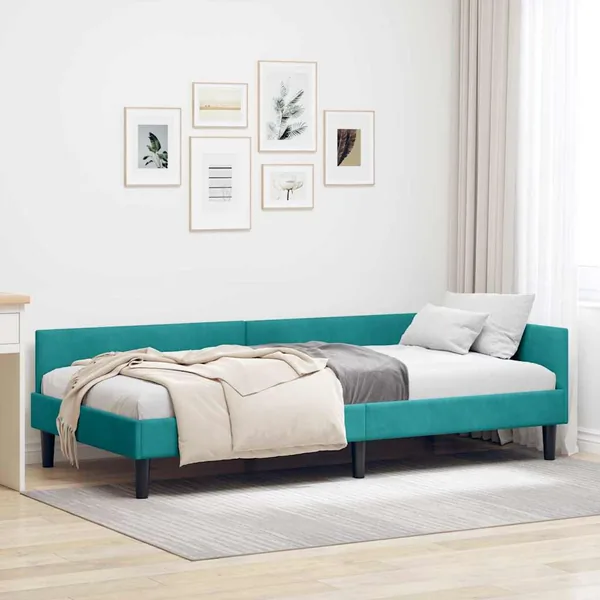 Cadre de lit d'angle Turquoise 80 cm x 200 cm Velours