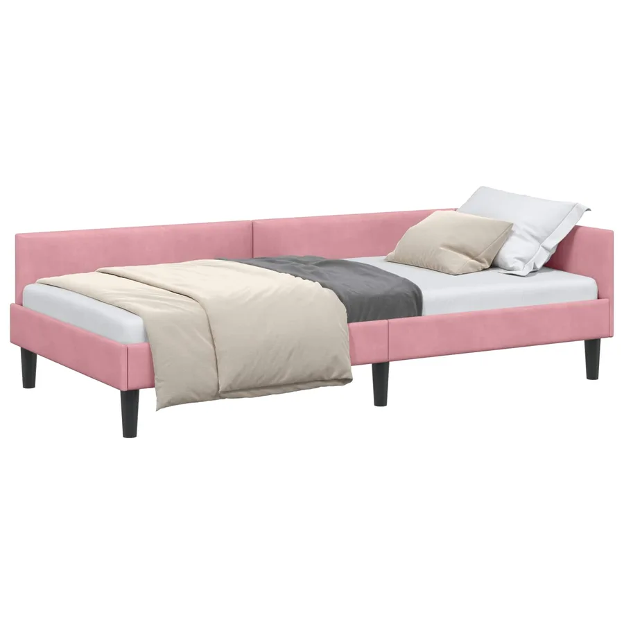 Cadre de lit d'angle Rose 80 cm x 200 cm Velours - 2