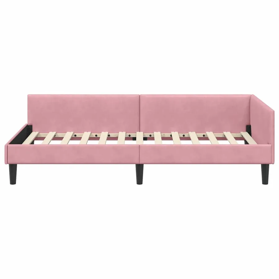 Cadre de lit d'angle Rose 80 cm x 200 cm Velours - 5