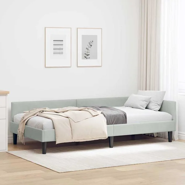 Cadre de lit d'angle Gris clair 90 cm x 200 cm Velours