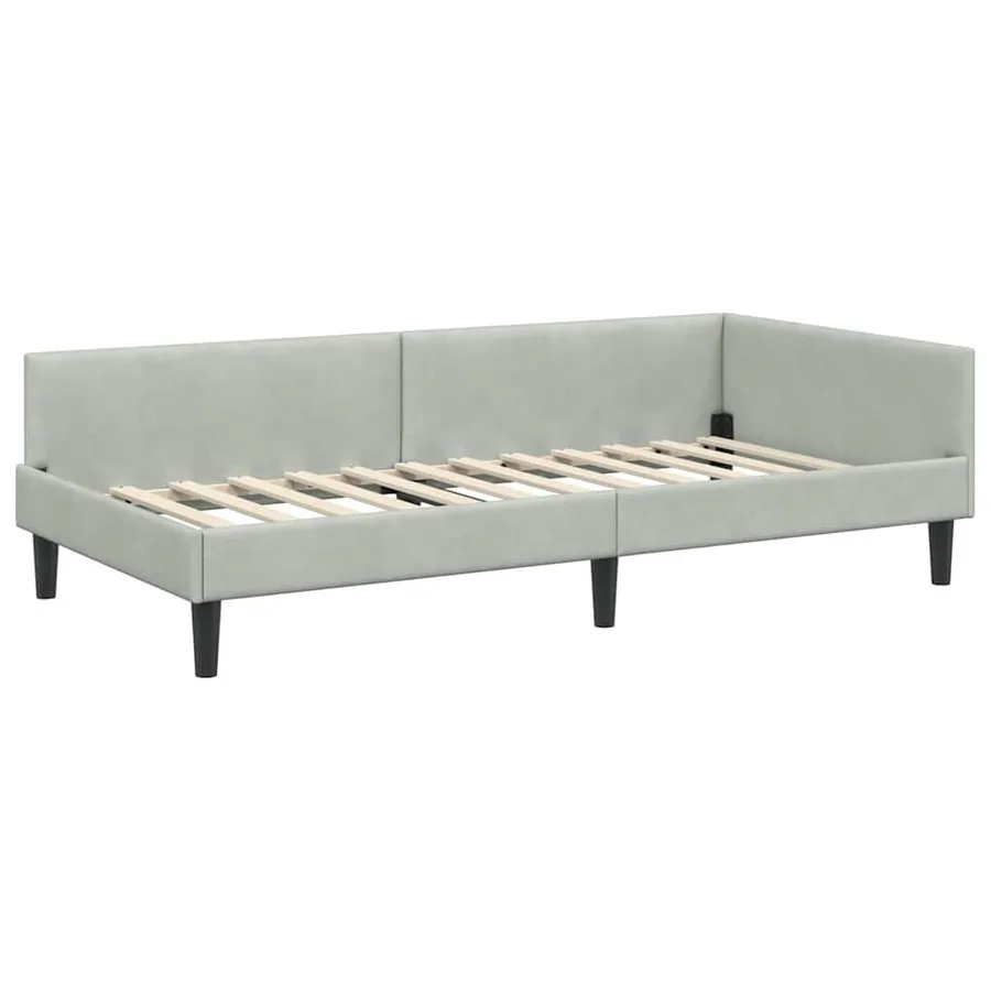 Cadre de lit d'angle Gris clair 90 cm x 200 cm Velours - 4