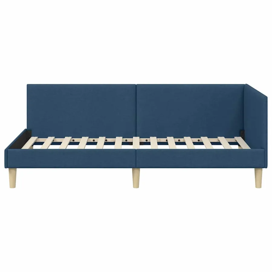 Cadre de lit d'angle Bleu 100 cm x 200 cm Tissu et Contreplaqué - 5