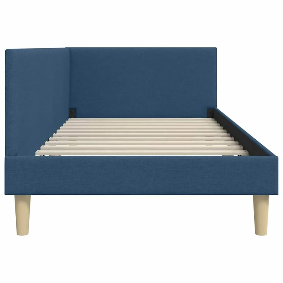 Cadre de lit d'angle Bleu 100 cm x 200 cm Tissu et Contreplaqué - 6