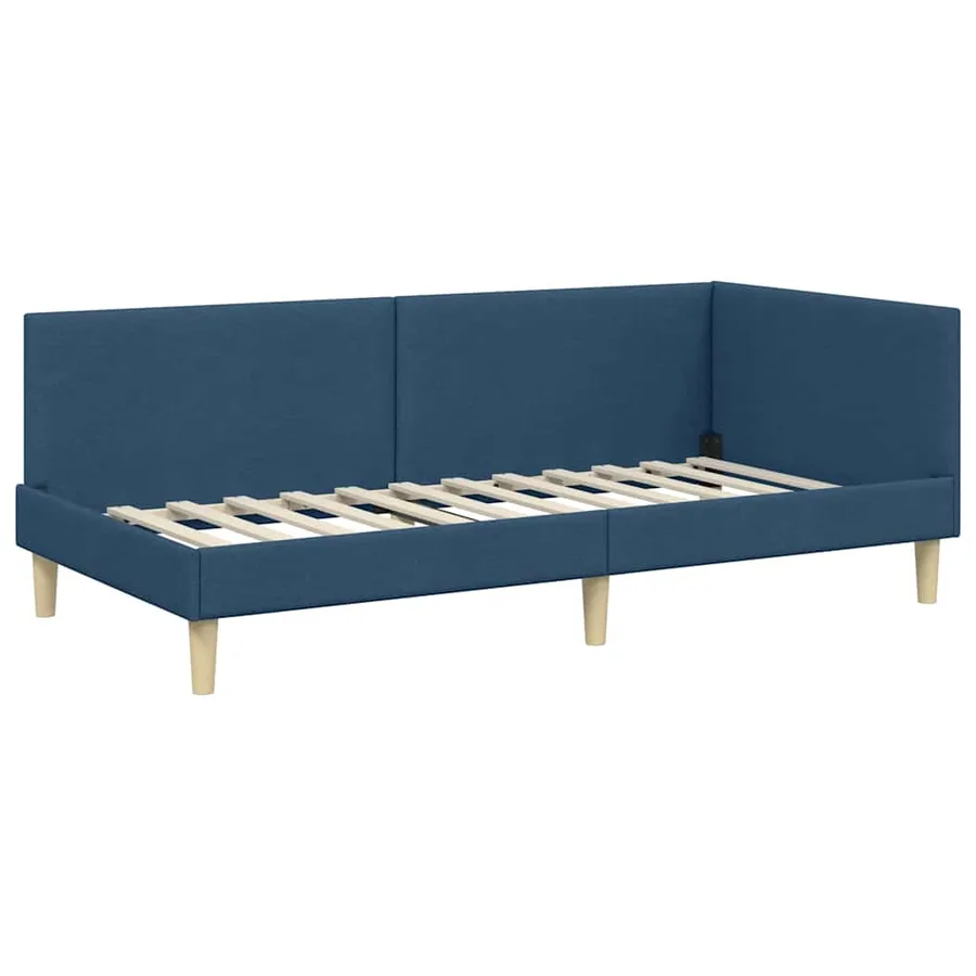 Cadre de lit d'angle Bleu 80 cm x 200 cm Tissu et Contreplaqué - 4