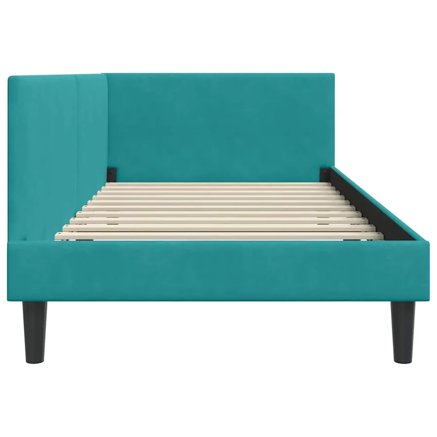 Cadre de lit d'angle Turquoise 100 cm x 200 cm Velours - 6
