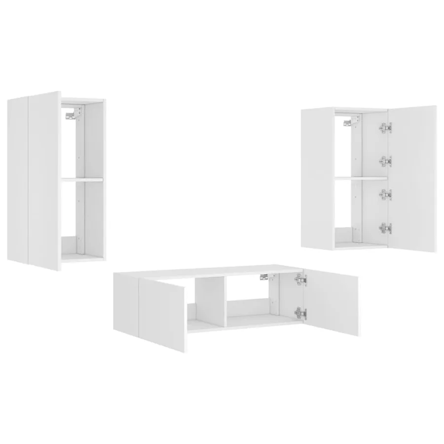 Meuble TV muraux 3 pcs avec lumières LED blanc - 6