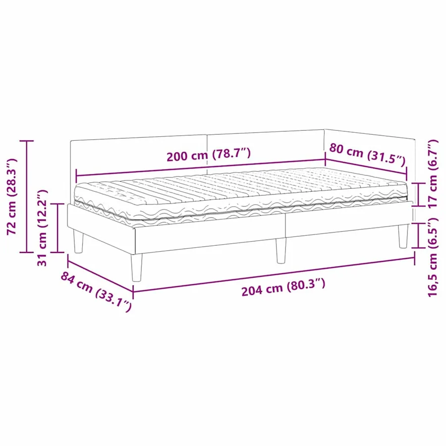 Cadre de lit d'angle avec matelas Autre 2 pcs Bleu tissu - 14