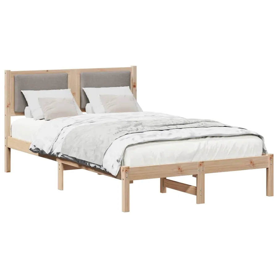 Cadre de lit avec tête de lit Taupe 120 x 190 cm Pin massif - 3