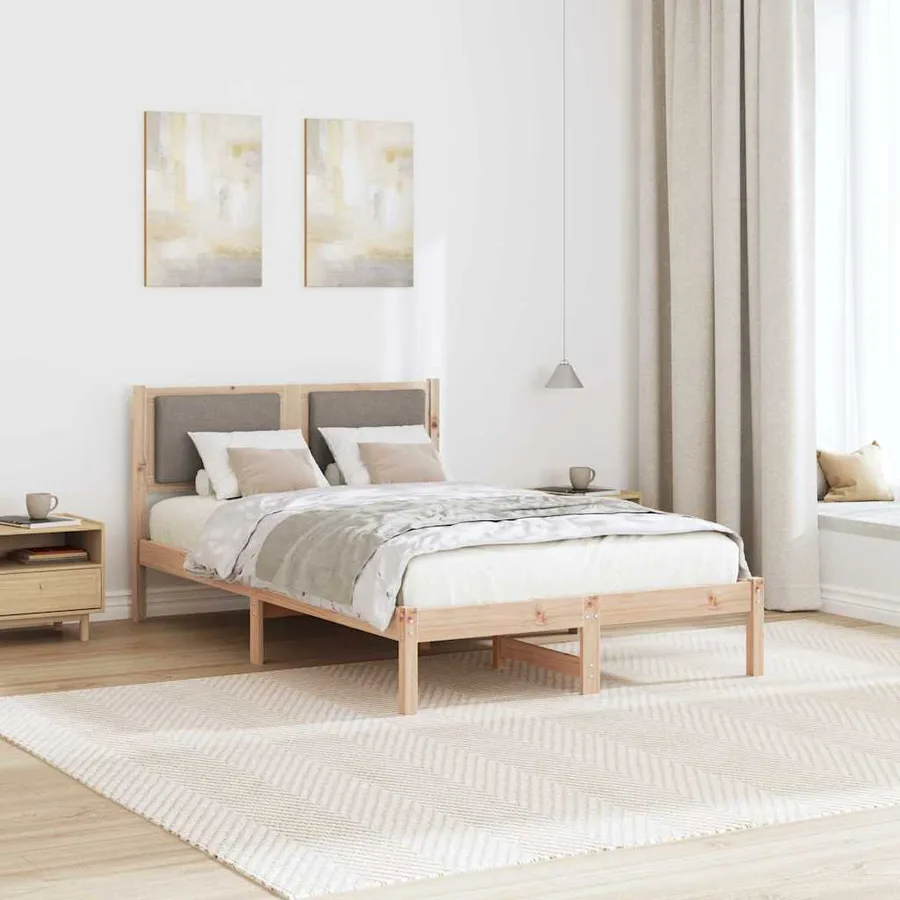 Cadre de lit avec tête de lit Taupe 120 x 190 cm Pin massif - 4