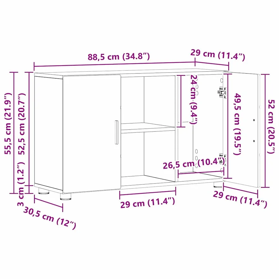 Buffet FLORIN 88,5 x 30,5 x 55,5 cm Chêne artisanal - 13