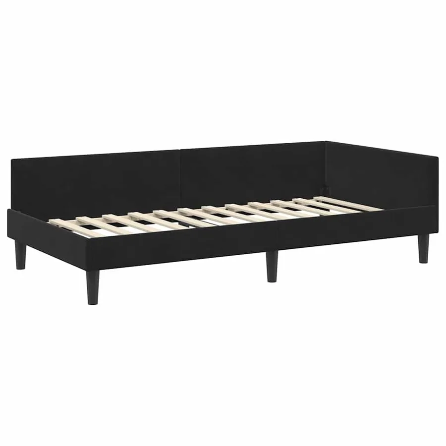 Cadre de lit d'angle avec matelas Autre 2 pcs Noir Velours - 6