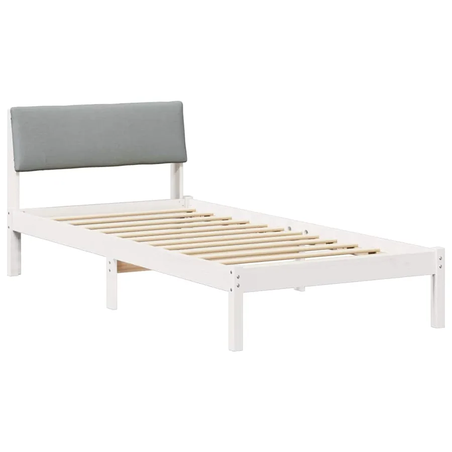 Cadre de lit Blanc et gris clair 90 x 200 cm Bois massif en pin - 2