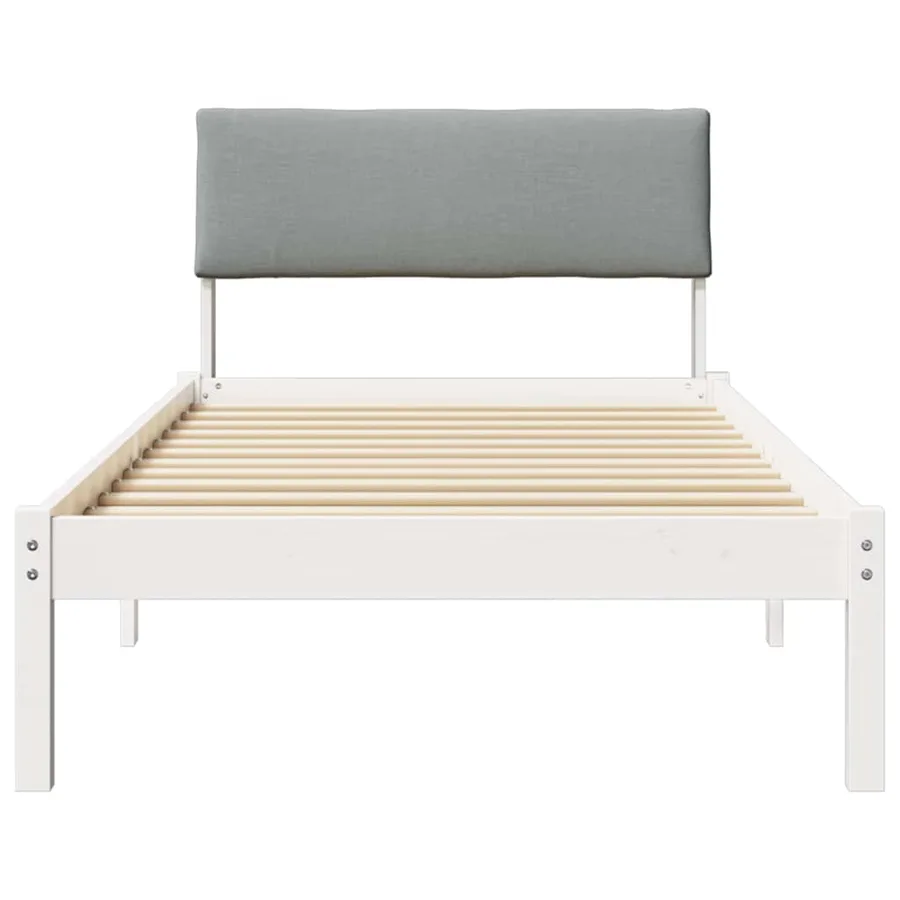 Cadre de lit Blanc et gris clair 90 x 200 cm Bois massif en pin - 5
