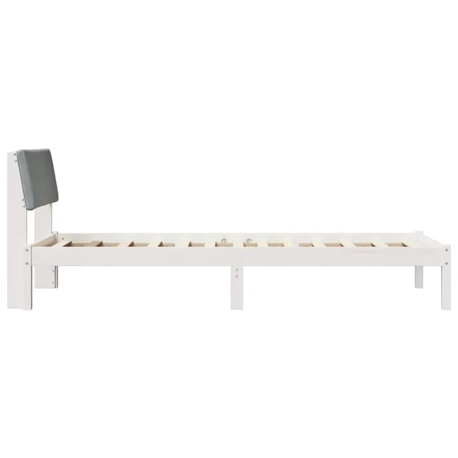 Cadre de lit Blanc et gris clair 90 x 200 cm Bois massif en pin - 6