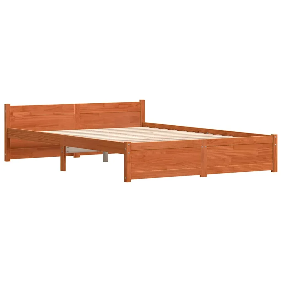 Cadre de lit Brun cire 205,5 x 155,5 x 51 cm Pin massif - 4