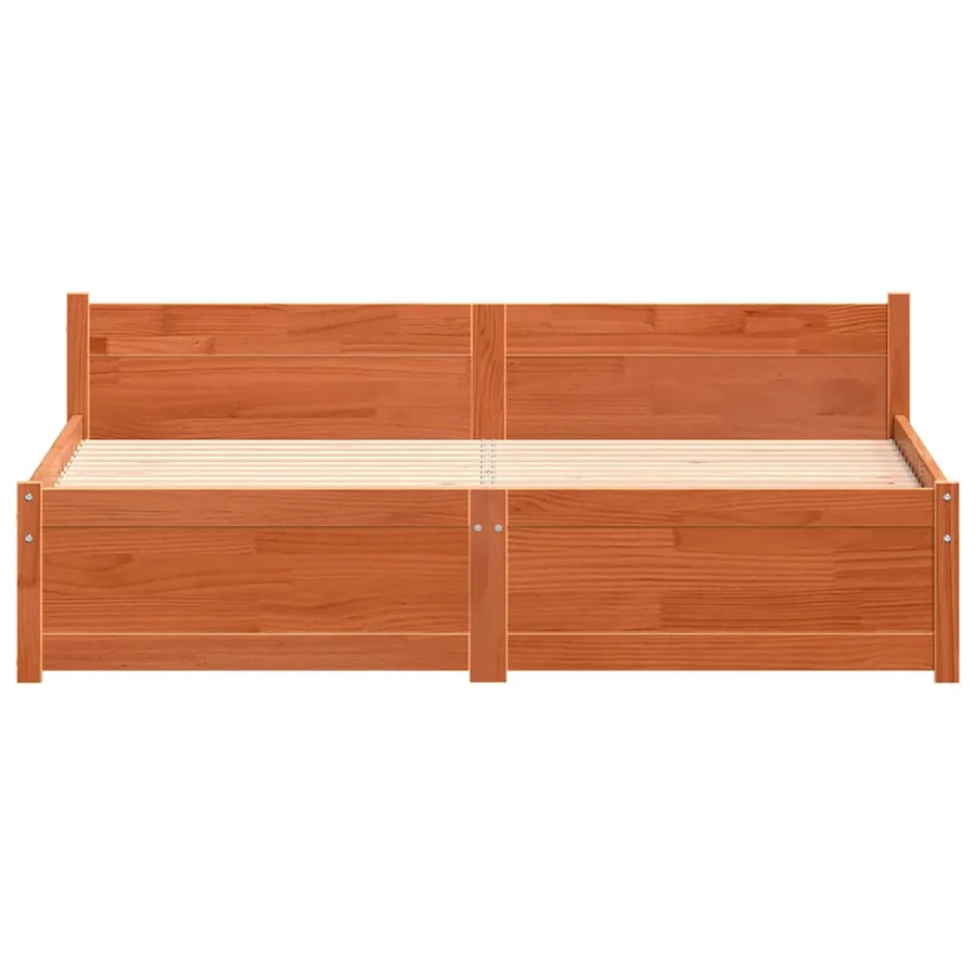 Cadre de lit Brun cire 205,5 x 155,5 x 51 cm Pin massif - 5