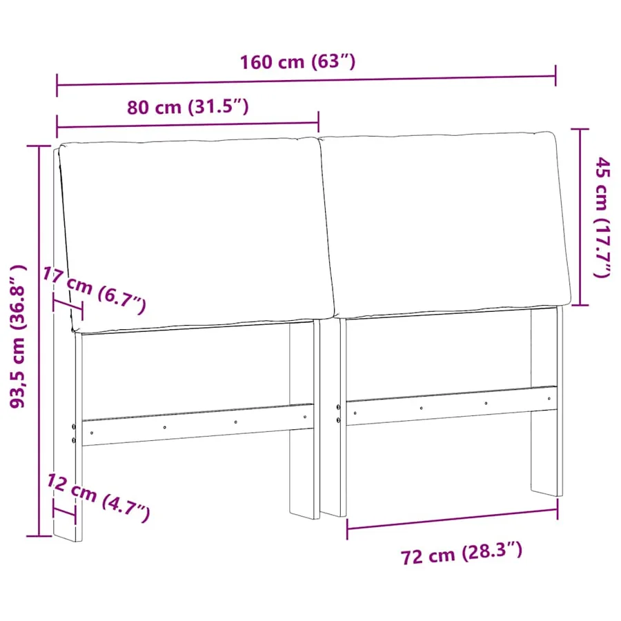 Tête de lit capitonnée Taupe 160 cm Pin massif - 11