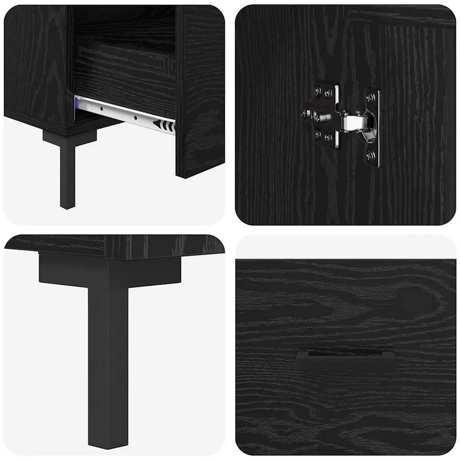 Haut Armoire Chêne noir 69,5 x 31 x 115 cm Bois d'ingénierie - 9
