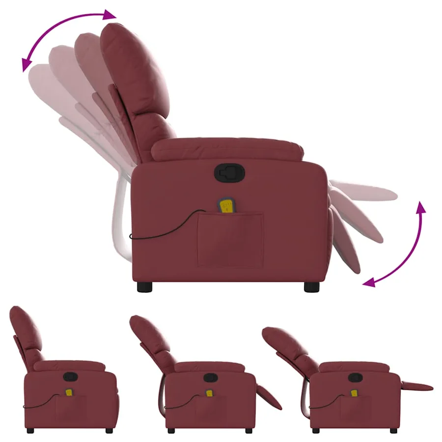 Fauteuil de massage inclinable Rouge bordeaux Similicuir - 7